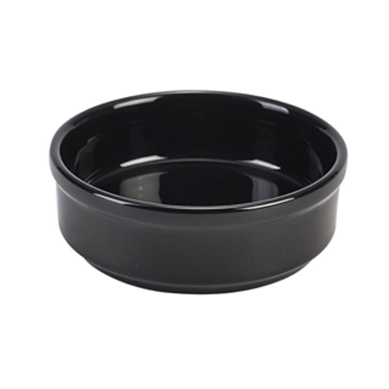 Genware Porcelain Black Round Dish 10cm/4"