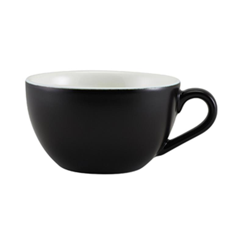 Genware Porcelain Matt Black Bowl Shaped Cup 17.5cl/6oz