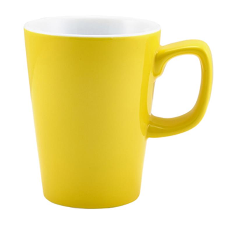 Genware Porcelain Yellow Latte Mug 34cl/12oz