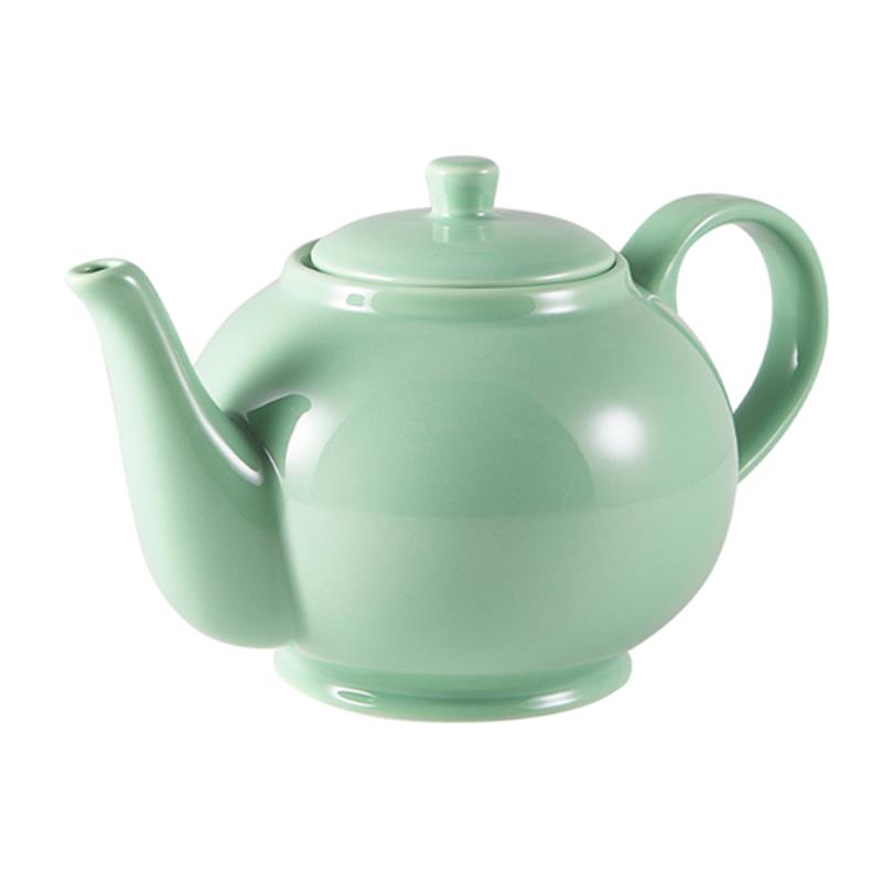 Genware Porcelain Green Teapot 85cl/30oz