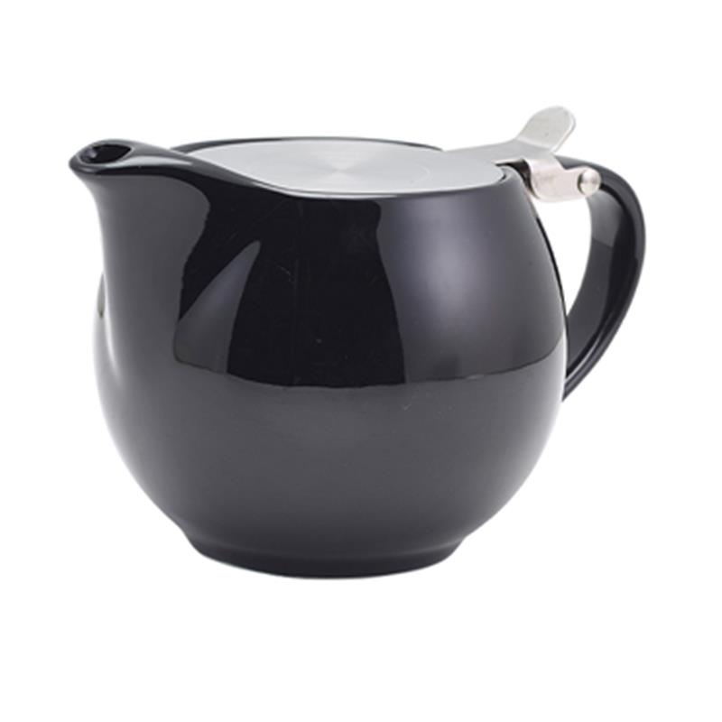 GenWare Porcelain Black Teapot with St/St Lid & Infuser 50cl/17.6oz