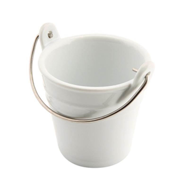 Genware Ceramic Bucket W/ St/St Handle 9cm Dia
