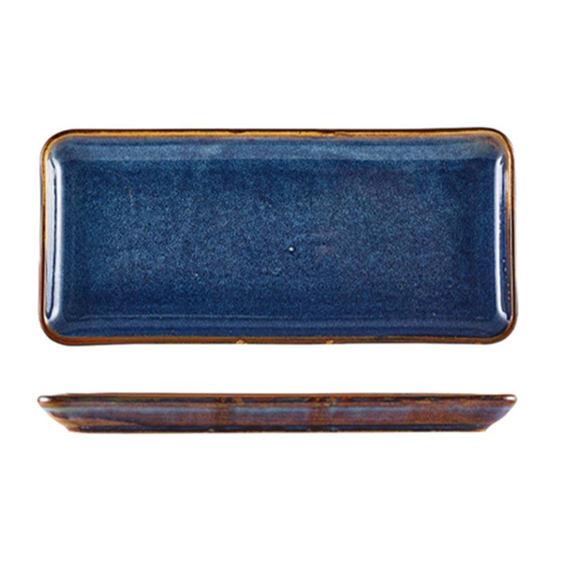 Terra Porcelain Aqua Blue Narrow Rectangular Platter 27 x 12.5cm