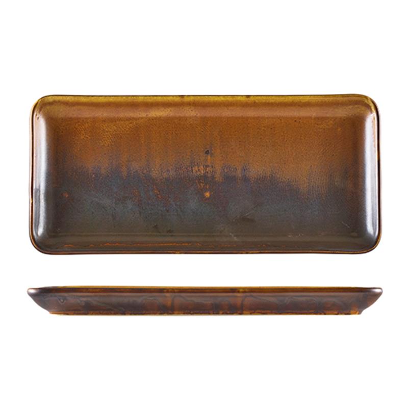 Terra Porcelain Rustic Copper Narrow Rectangular Platter 31 x 14cm