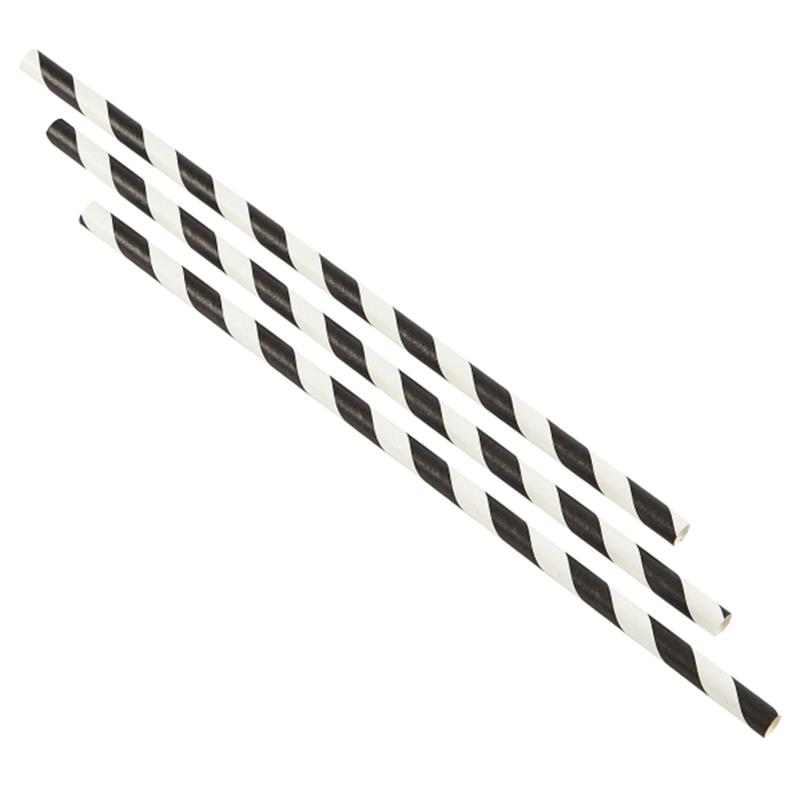 Paper Straws Black and White Stripes 20cm (500pcs)