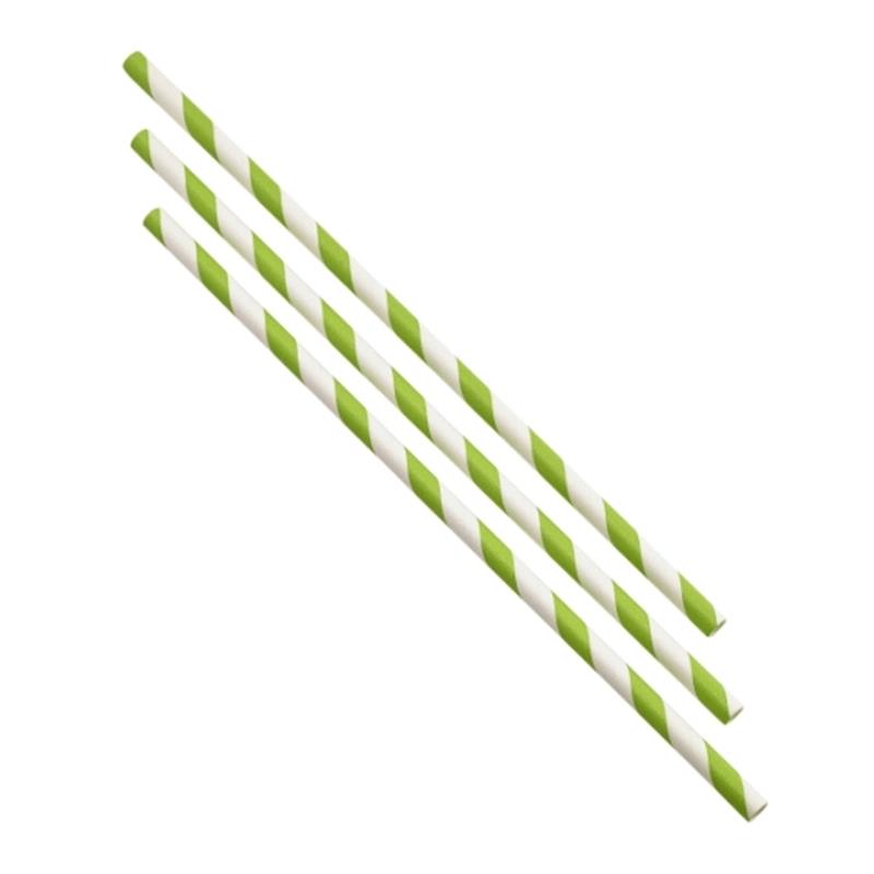 Paper Straws Green and White Stripes 20cm (250pcs)