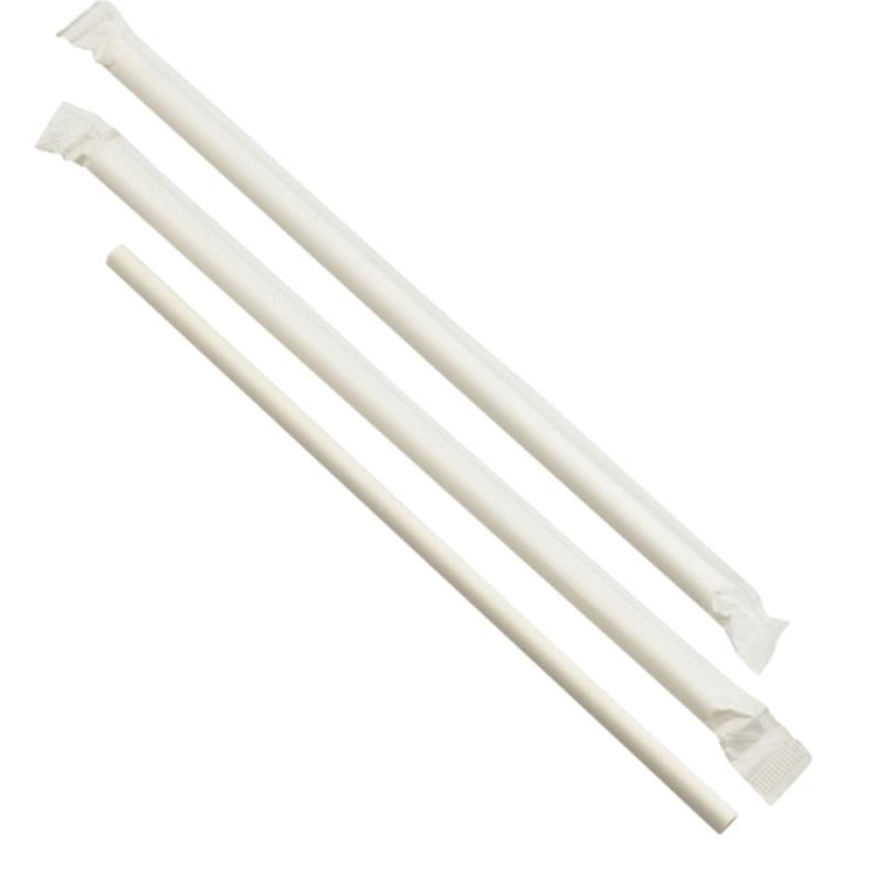 Paper Straws Wrapped White 20cm (500pcs)