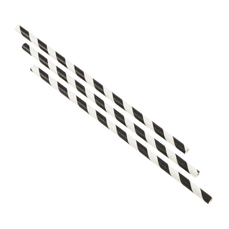 Paper Straws Black and White Stripes 23cm (250pcs)