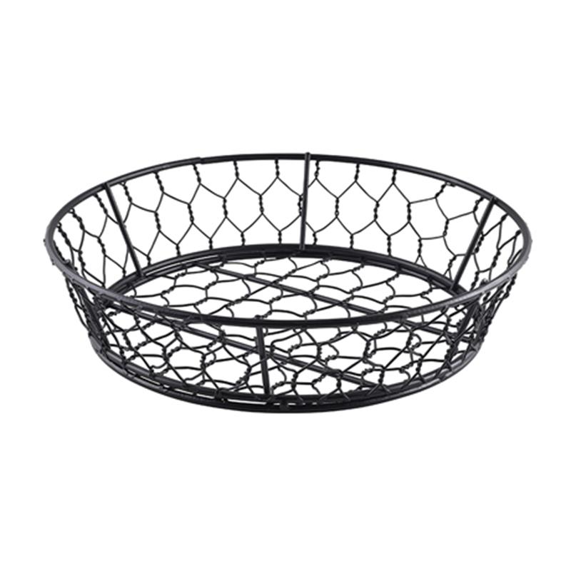 Genware Round Black Wire Basket 24 x 6cm