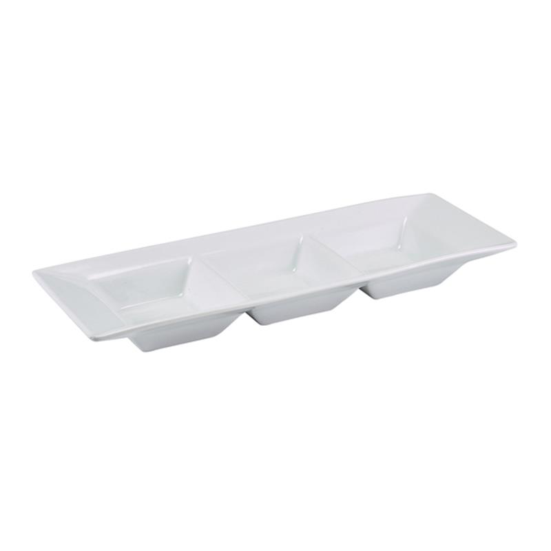 GenWare Porcelain Triple Dish 25.4 x 9cm/10 x 3.5"