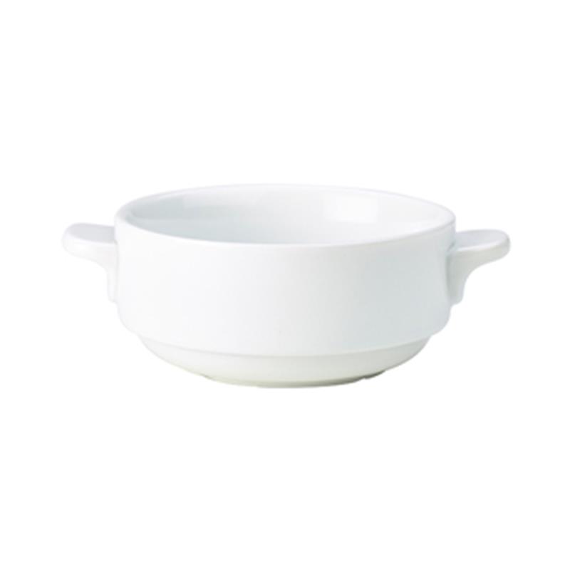 Genware Porcelain Lugged Soup Bowl 25cl/8.75oz