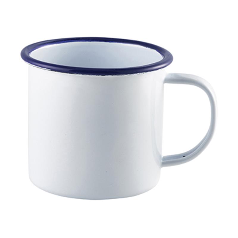 Enamel Mug White with Blue Rim 36cl/12.5oz