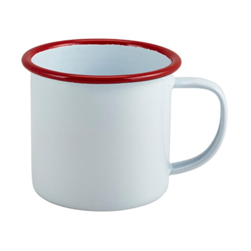 Enamel Mug White with Red Rim 36cl/12.5oz