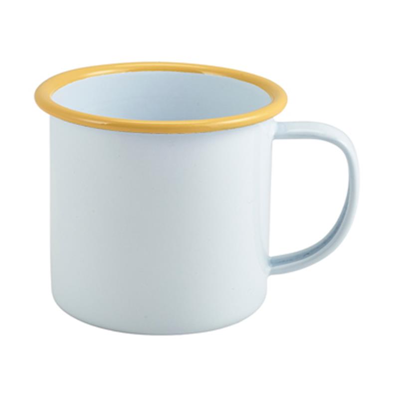 Enamel Mug White with Yellow Rim 36cl/12.5oz