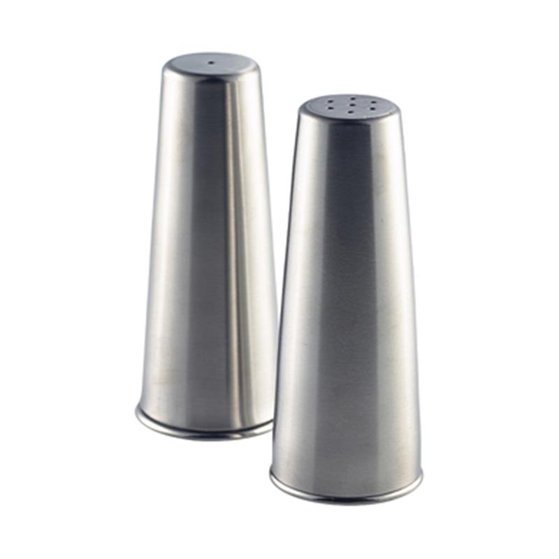 Genware Stainless Steel Conical Salt & Pepper Set