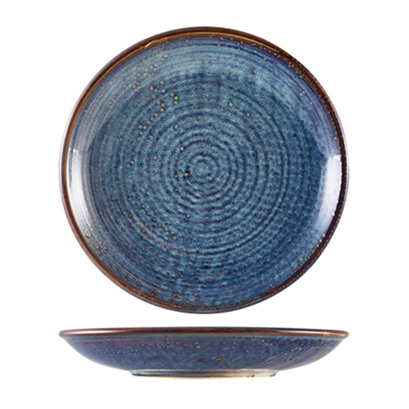 Terra Porcelain Aqua Blue Deep Coupe Plate 25cm