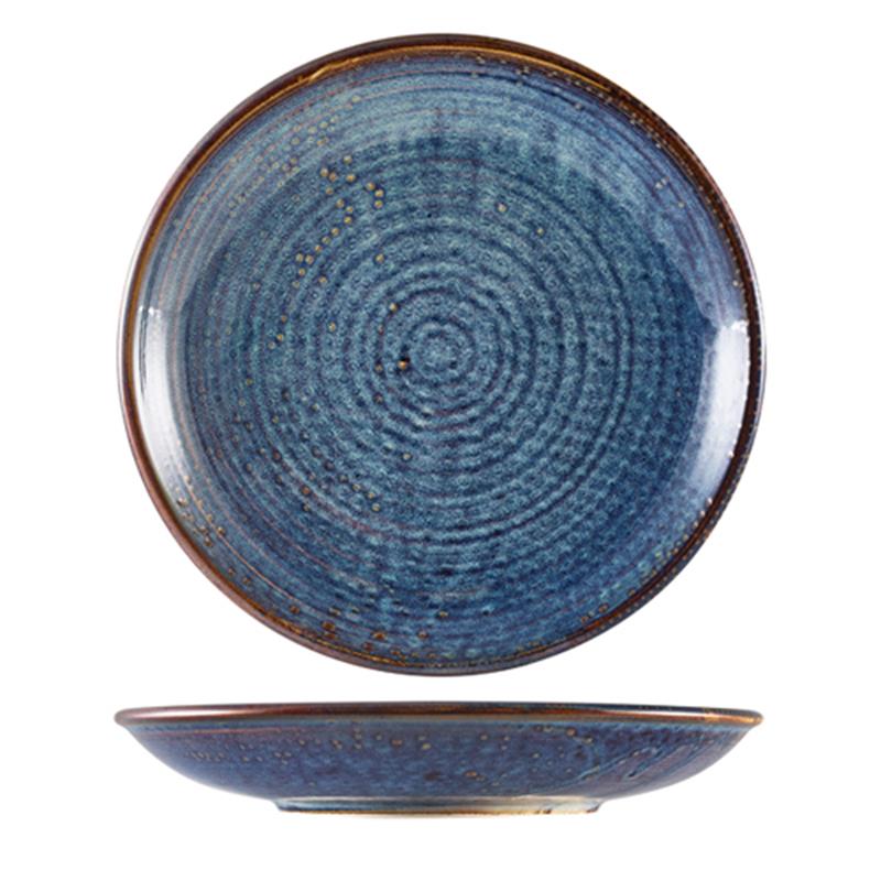 Terra Porcelain Aqua Blue Deep Coupe Plate 28cm