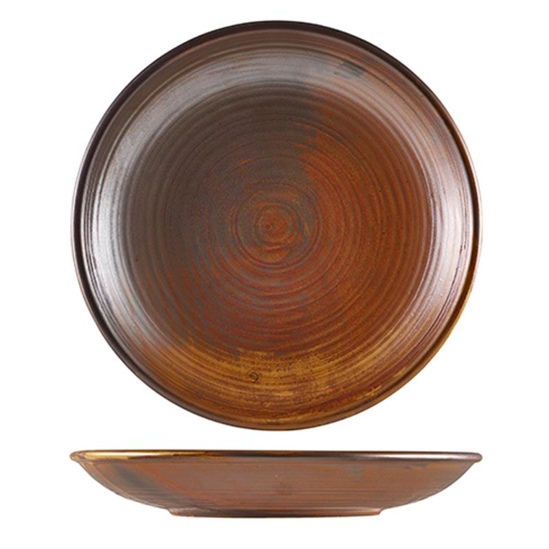 Terra Porcelain Rustic Copper Deep Coupe Plate 28cm