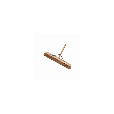 24" Soft Natural Coco Wooden Yard Broom Complete