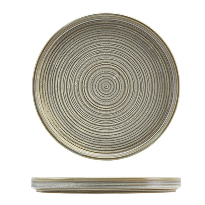 Terra Porcelain Matt Grey Low Presentation Plate 25cm