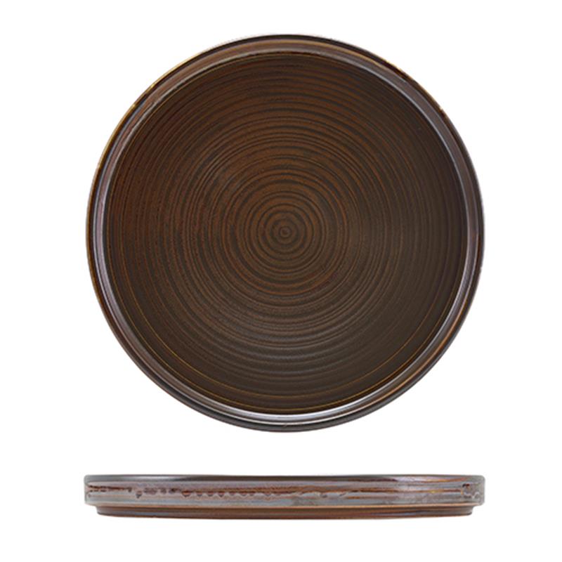 Terra Porcelain Rustic Copper Low Presentation Plate 25cm