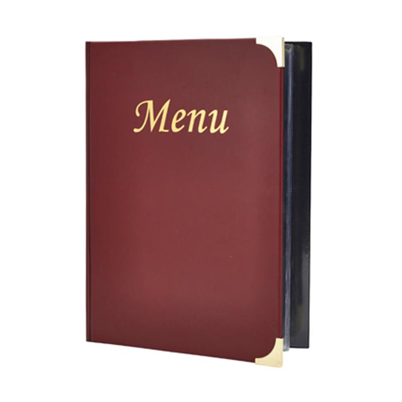 A4 Menu Holder Wine Red 8 Pages