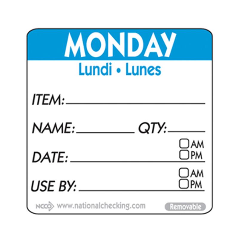 50mm Monday Removable Day Label(500)