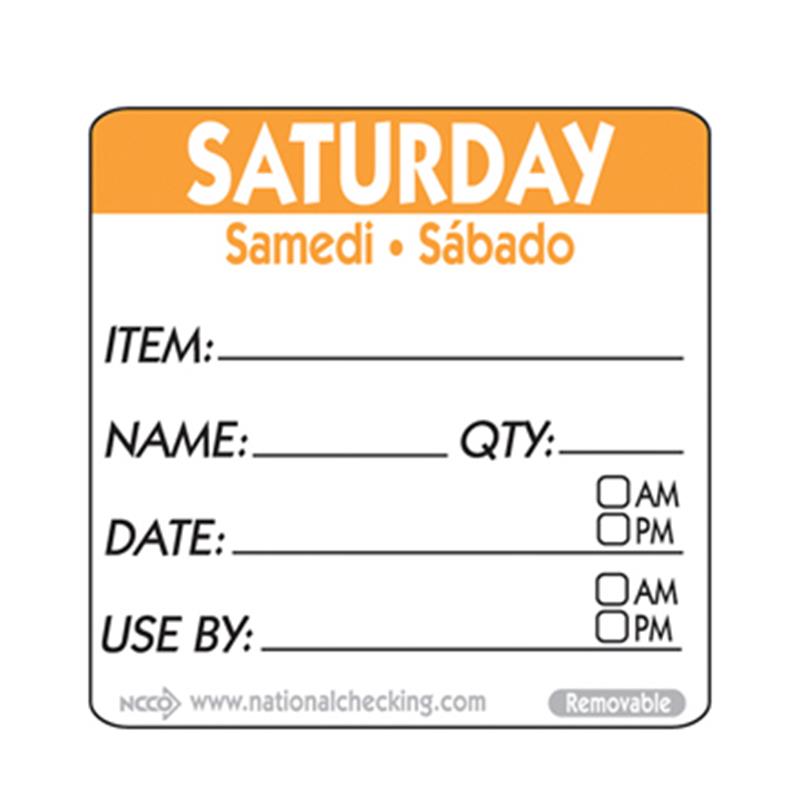 50mm Saturday Removable Day Label (500)