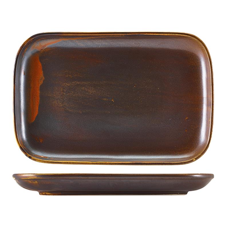 Terra Porcelain Rustic Copper Rectangular Plate 34.5 x 23.5cm