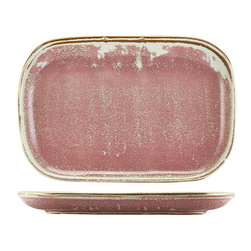 Terra Porcelain Rose Rectangular Plate 34.5 x 23.5cm