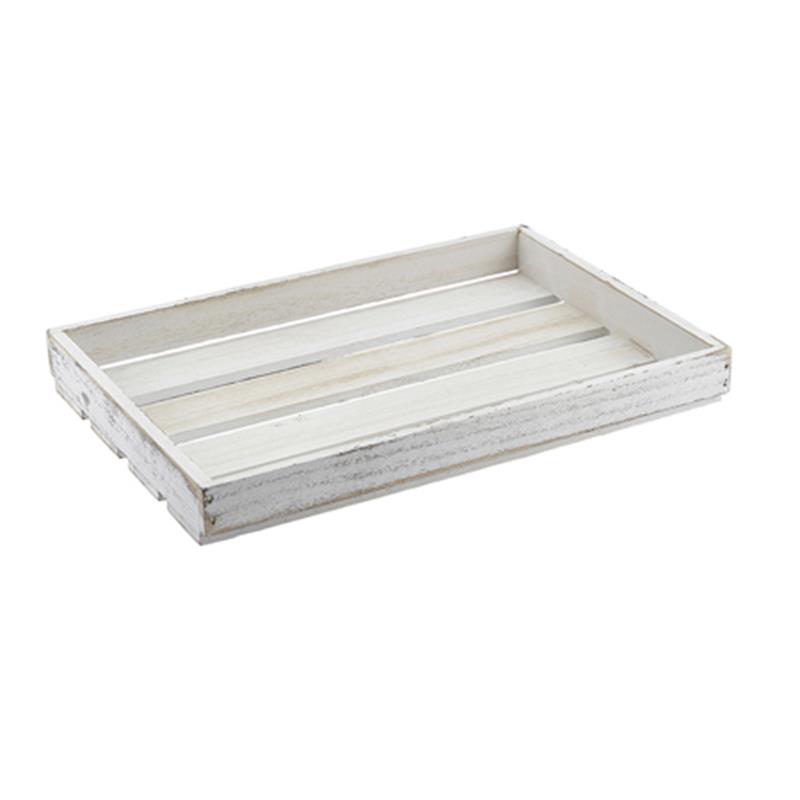 Genware White Wash Wooden Crate 35 x 23 x 4cm