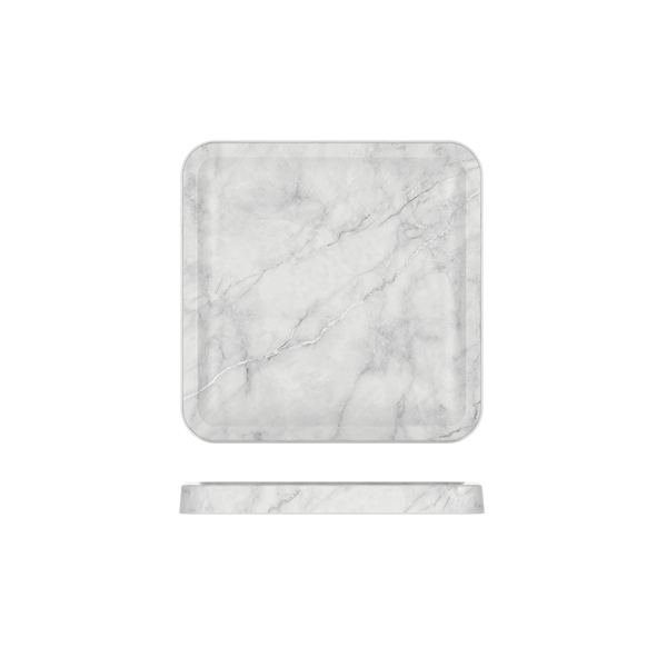 White Marble Agra Melamine Tray 23 x 23cm