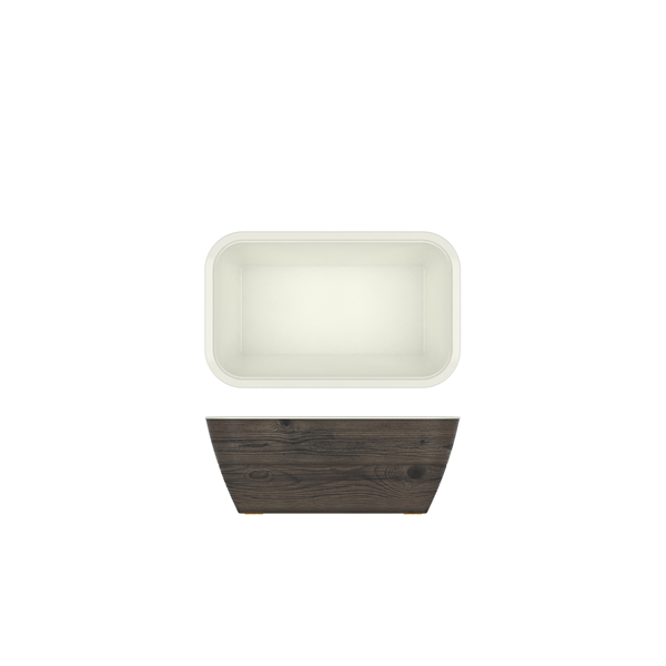 Oak/ White New Haven Melamine GN 1/4 Deep Dish 26.5 x 16.2 x 10cm